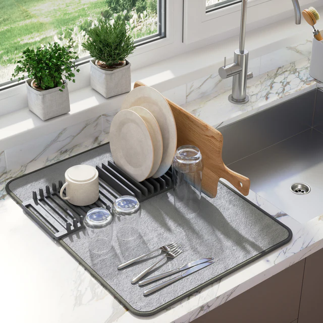 Plate Glass Drying Rack with Mat
