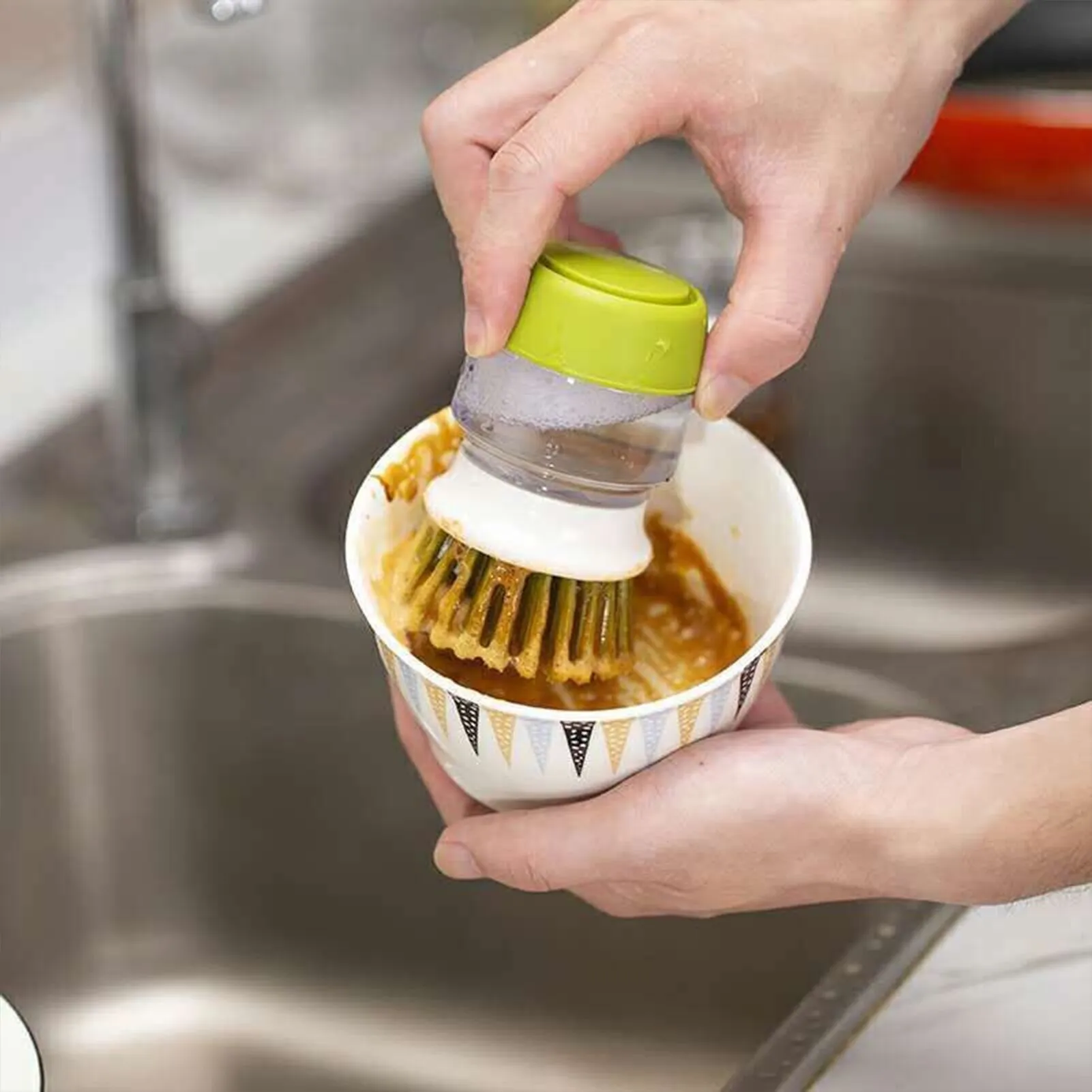 Premium Kitchen Scrub Brush Set with Soap Dispenser - Image 2