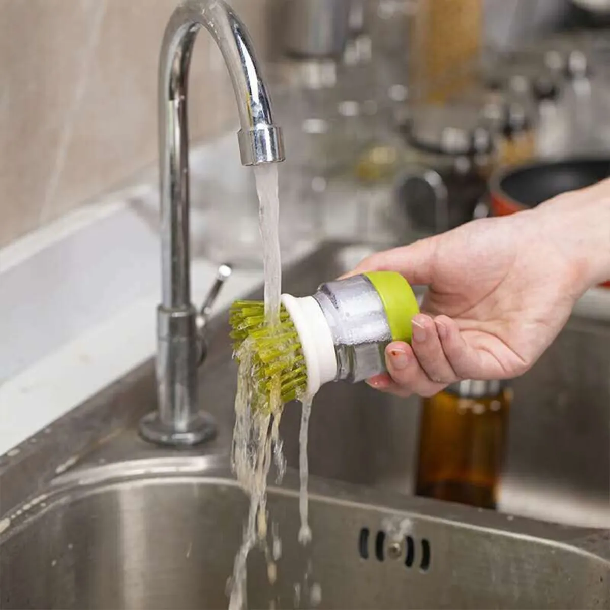 Premium Kitchen Scrub Brush Set with Soap Dispenser - Image 8