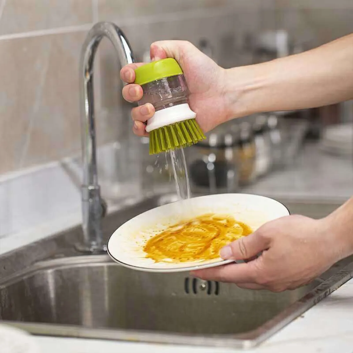 Premium Kitchen Scrub Brush Set with Soap Dispenser - Image 9