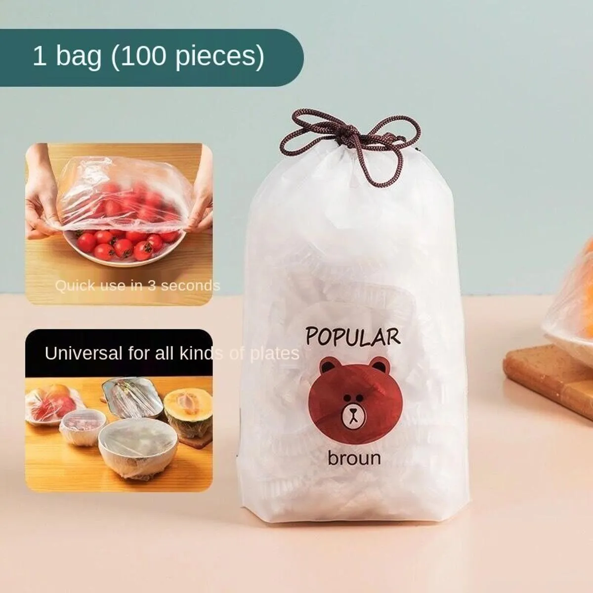 100PCS Premium Disposable Plastic Wrap for Food Preservation