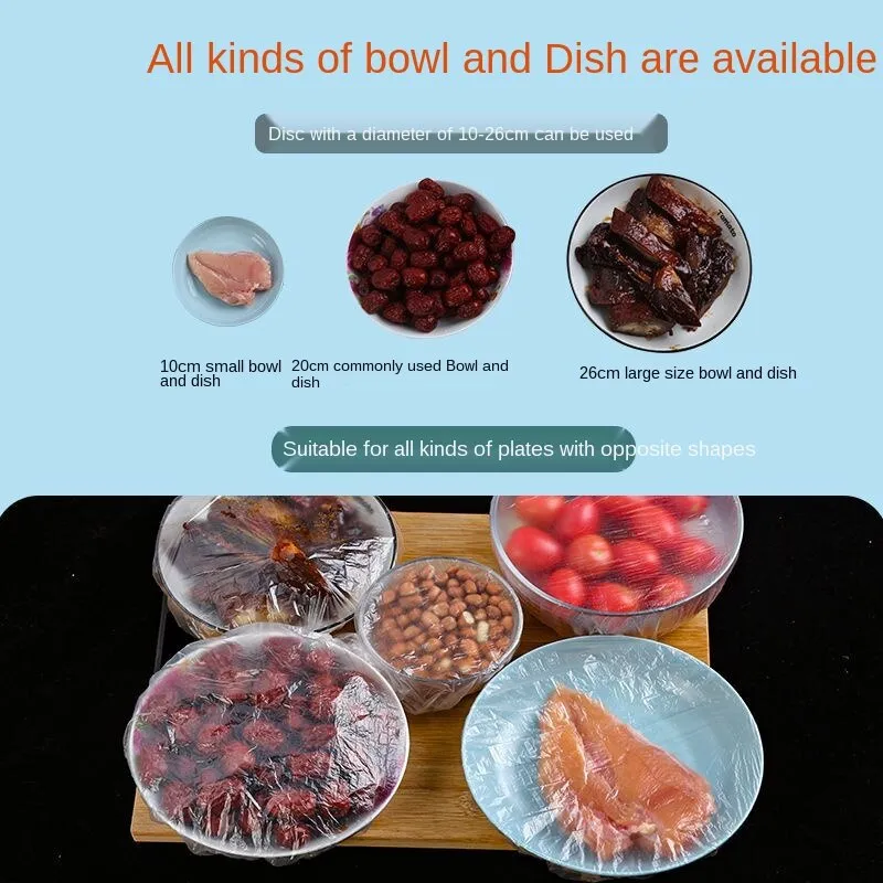 100PCS Premium Disposable Plastic Wrap for Food Preservation - Image 4