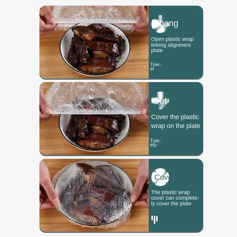 100PCS Premium Disposable Plastic Wrap for Food Preservation - Image 5