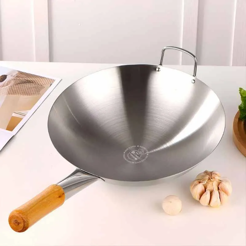 30 cm Wooden Handle premium SS Steel Pan