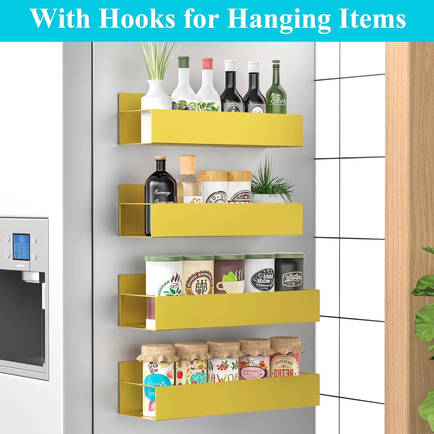 4-Pack Premium Magnetic Spice Rack Organizer for Refrigerator & Oven - Image 3