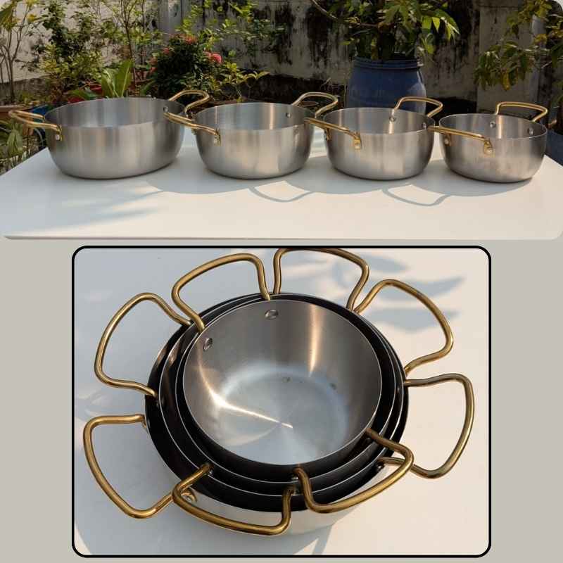4 pes set  Silver Hammered Deep Cooking pan ko-sdcp-4 - Image 2