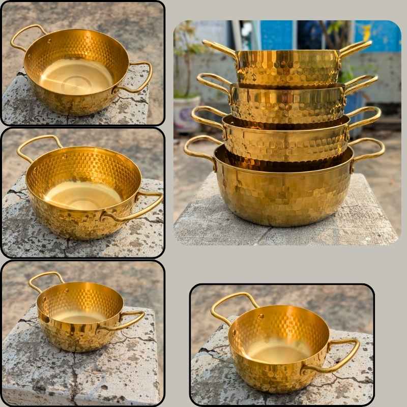 Golden Hammered  Deep Cooking pan - Image 2