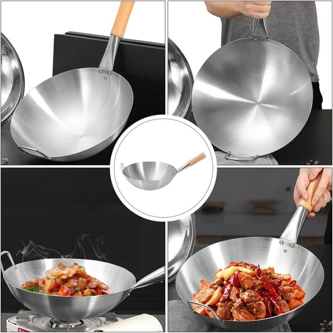 30 cm Wooden Handle premium SS Steel Pan - Image 4