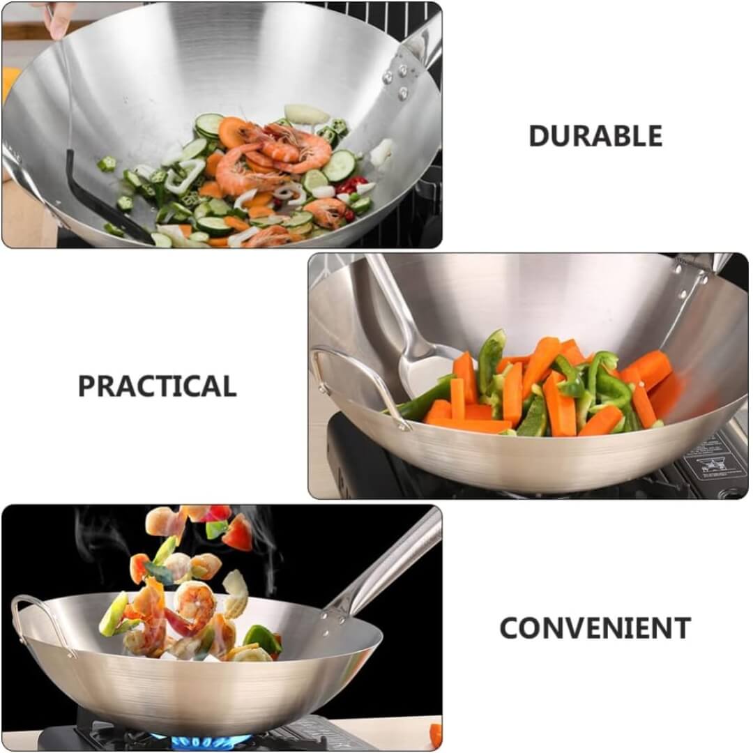 43 cm Wooden Handle premium SS Steel Pan - Image 5
