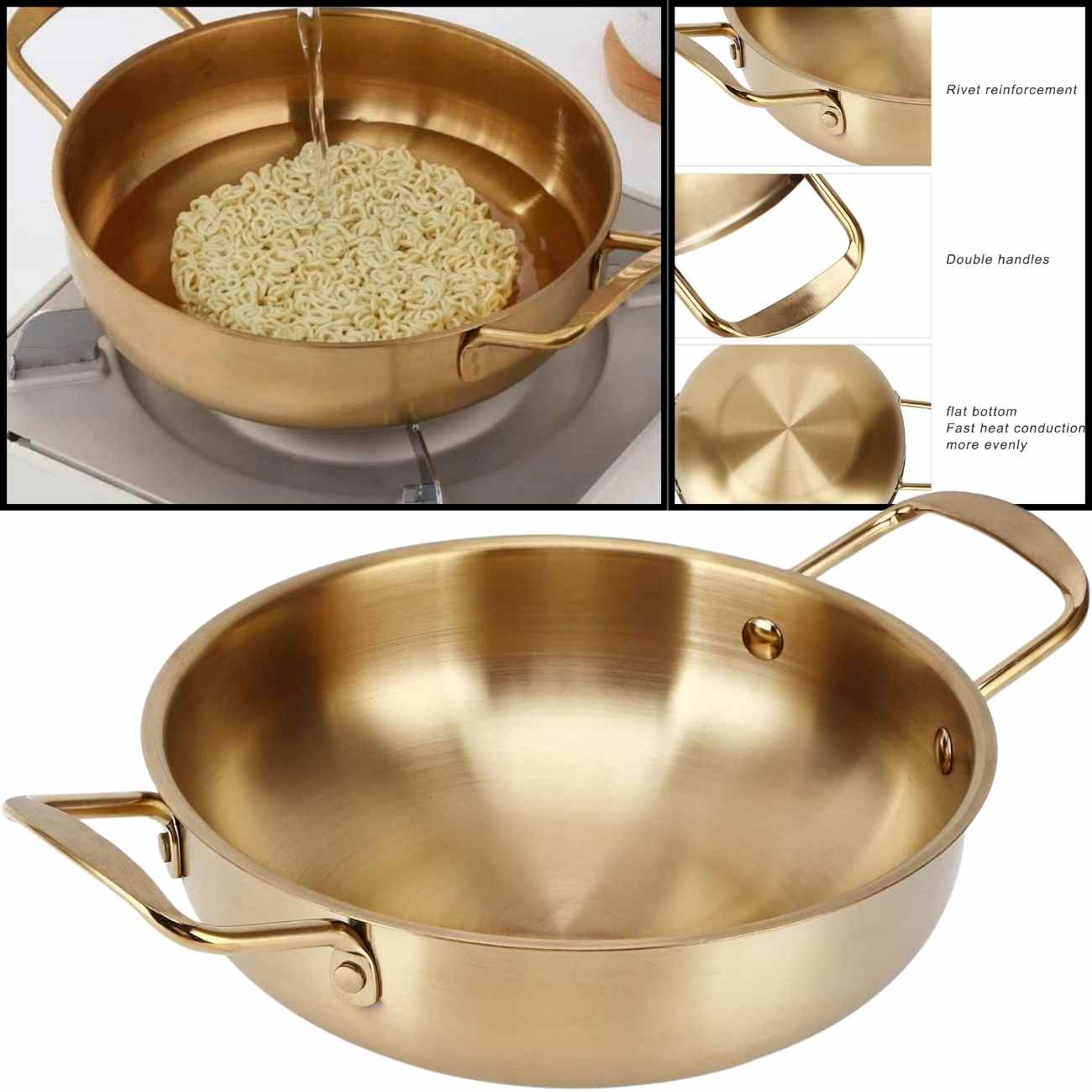 Wow deep cooking pan Golden - Image 3